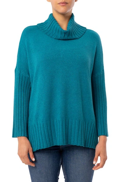 Cyrus Cowl Neck Pullover Sweater In Mallard Heather