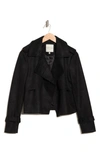Bagatelle Faux Suede Crop Jacket In Black