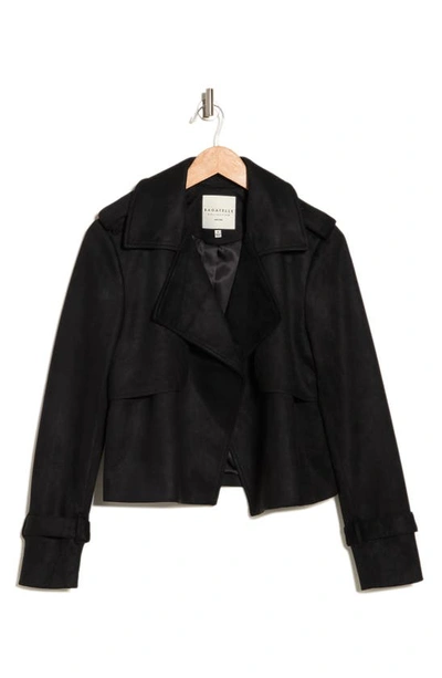Bagatelle Faux Suede Crop Jacket In Black