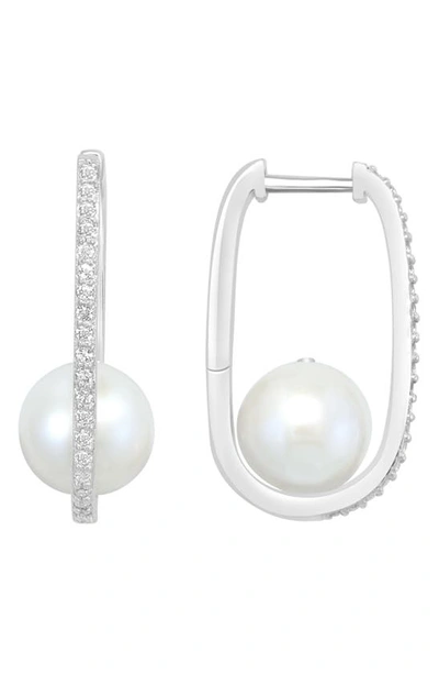 Effy Sterling Silver White Topaz & Freshwater Pearl Drop Earrings In Silver/ White