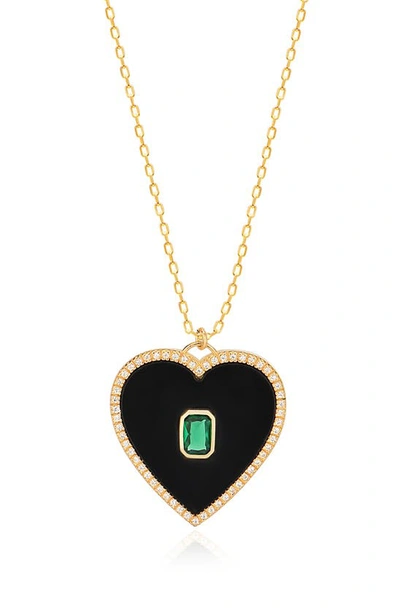 Gabi Rielle 14k Gold Plated Sterling Silver Enamel & Cz Heart Pendant Necklace In Brown