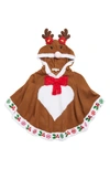 Margaux And Lexi Kids' Reindeer Poncho Sweater In Brown