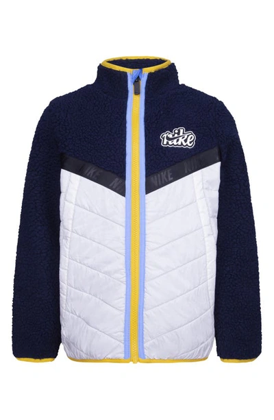Nike Kids' Fleece Quilted Jacket In Midnight Navy