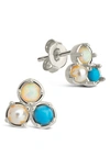 Sterling Forever Bermuda Imitation Pearl Stud Earrings In Silver
