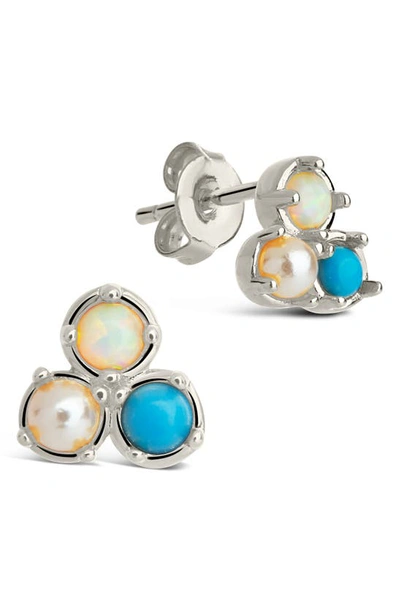 Sterling Forever Bermuda Imitation Pearl Stud Earrings In Silver