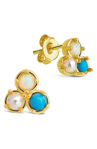 Sterling Forever Bermuda Imitation Pearl Stud Earrings In Gold