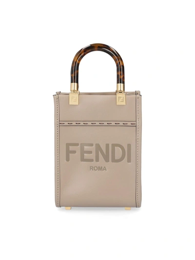 FENDI Vitello King Plexiglass Mini Fendi Sunshine Shopper Tote Cuoio  1280223