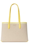 Kate Spade All Day Large Rattan Tote In Yellow Multi