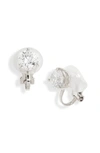 Nordstrom Cubic Zirconia Sterling Silver Clip-on Earrings In Platinum Plated