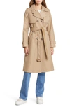 Sam Edelman Water Resistant Double Breasted Trench Coat In Sand