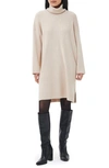 Barbour Stitch Long Sleeve Cotton Blend Rib Turtleneck Sweater Dress In Oatmeal