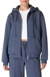 Sweaty Betty The Elevated Front Zip Cotton Blend Hoodie In Endless Blue