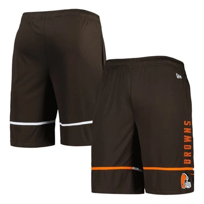 New Era Brown Cleveland Browns Combine Authentic Rusher Training Shorts In Black