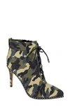 Bcbgeneration Hinna Pointy Toe Lace-up Bootie In Camo Microsuede