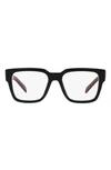 Prada 52mm Square Optical Glasses In Black Red Marble