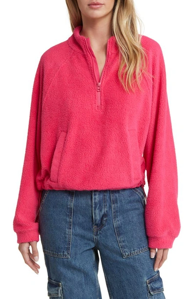 Bp. Fleece Half Zip Pullover In Pink Beetroot