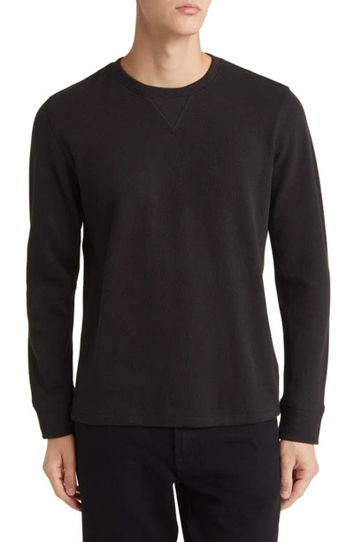 Billy Reid Thermal Crewneck Organic Cotton Pullover In Black