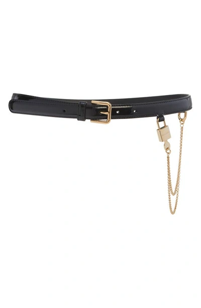 Dolce & Gabbana Padlock Detail Leather Belt In Black
