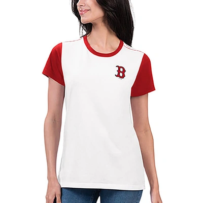 G-iii 4her By Carl Banks White Boston Red Sox Illustration Ringer T-shirt