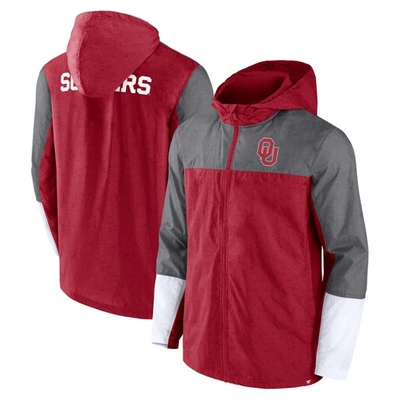 Fanatics Branded Crimson/gray Oklahoma Sooners Game Day Ready Full-zip Jacket In Crimson,gray