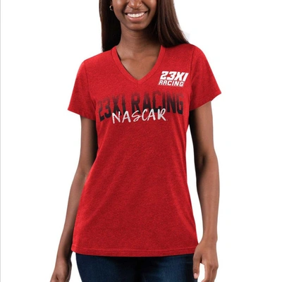 G-iii 4her By Carl Banks Red 23xi Racing Snap V-neck T-shirt