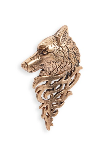 Clifton Wilson Wolf Lapel Pin In Wine Bronze