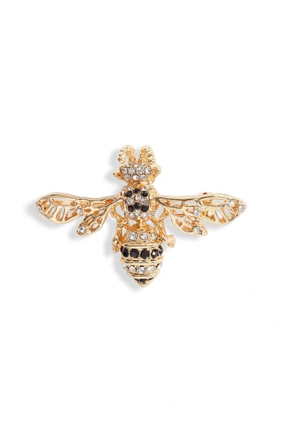 Clifton Wilson Crystal Bee Lapel Pin In Gold