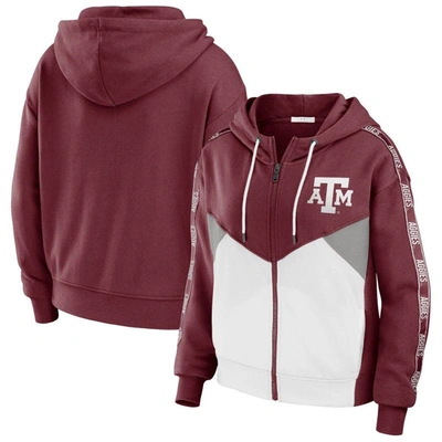 Wear By Erin Andrews Women's  Maroon Texas A&m Aggies Colorblock Full-zip Hoodie Jacket