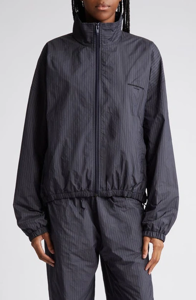 Alexander Wang Stripe Logo Embroidered Coach's Jacket In Blue