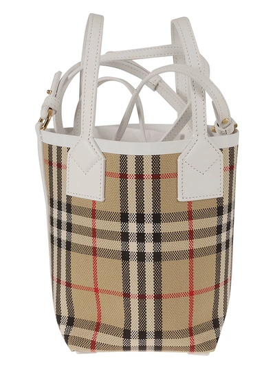 Burberry Check Bucket Bag In Gray