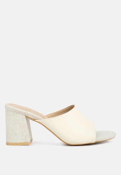 London Rag Addie Block Heel Slip On Sandals In White