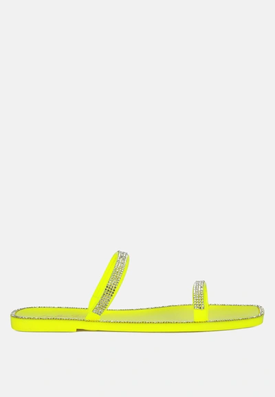 London Rag Fenta Diamante Detail Jelly Flats In Yellow
