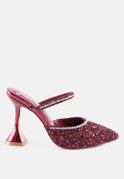 London Rag Iris Glitter Spool Heel Sandals In Pink