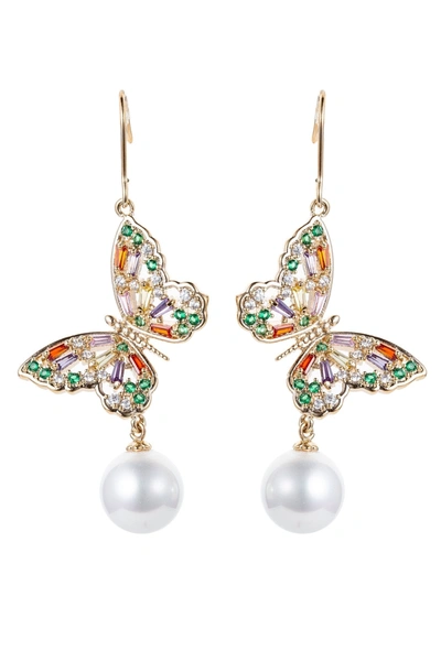 Eye Candy La Papillon Earrings In Gold
