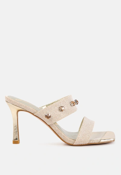 London Rag Edm Queen Diamante Embellished Glitter Sandals In Silver