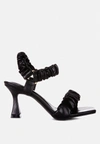 London Rag Merker Ruched Spool Heel Casual Sandals In Black