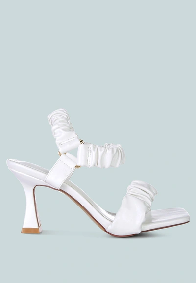 London Rag Merker Ruched Spool Heel Casual Sandals In White