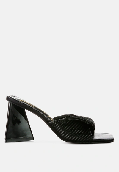 London Rag Cupid Kiss Pleated Twist Strap Sandals In Black