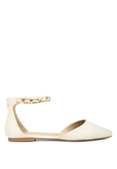 London Rag Buqisi Chain Embellished Flat Sandals In White
