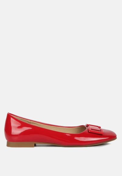 London Rag Nek Embellished Flat Ballerinas In Red