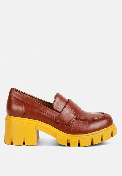 London Rag Benz Chunky Block Heel Loafers In Multi