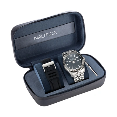 Nautica 3-hand Watch Box Set In Silver