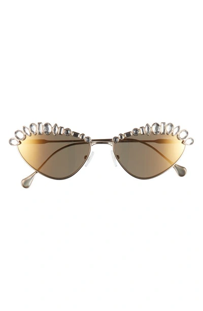 Swarovski 55mm Crystal Cat Eye Sunglasses In Pale Gold