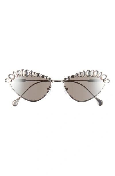 Swarovski 55mm Crystal Cat Eye Sunglasses In Silver