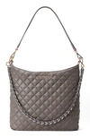 Mz Wallace Crosby Quilted Nylon Hobo Bag In Magnet
