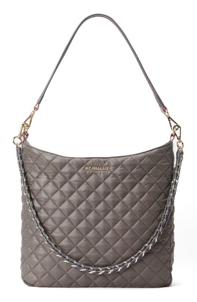 Mz Wallace Crosby Quilted Nylon Hobo Bag In Magnet/gold