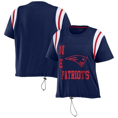 Wear By Erin Andrews Navy New England Patriots Cinched Colorblock T-shirt