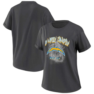 Wear By Erin Andrews Charcoal Los Angeles Chargers Boyfriend T-shirt