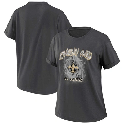 Wear By Erin Andrews Charcoal New Orleans Saints Boyfriend T-shirt