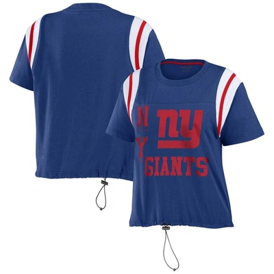 Wear By Erin Andrews Royal New York Giants Cinched Colorblock T-shirt